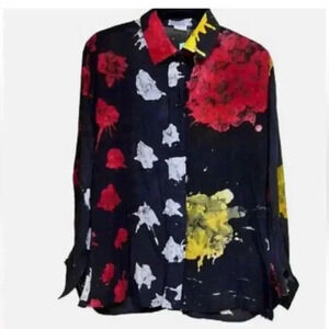 Busayo‎ Ola Blouse 100% Cotton Black Multi Colored Size X Large